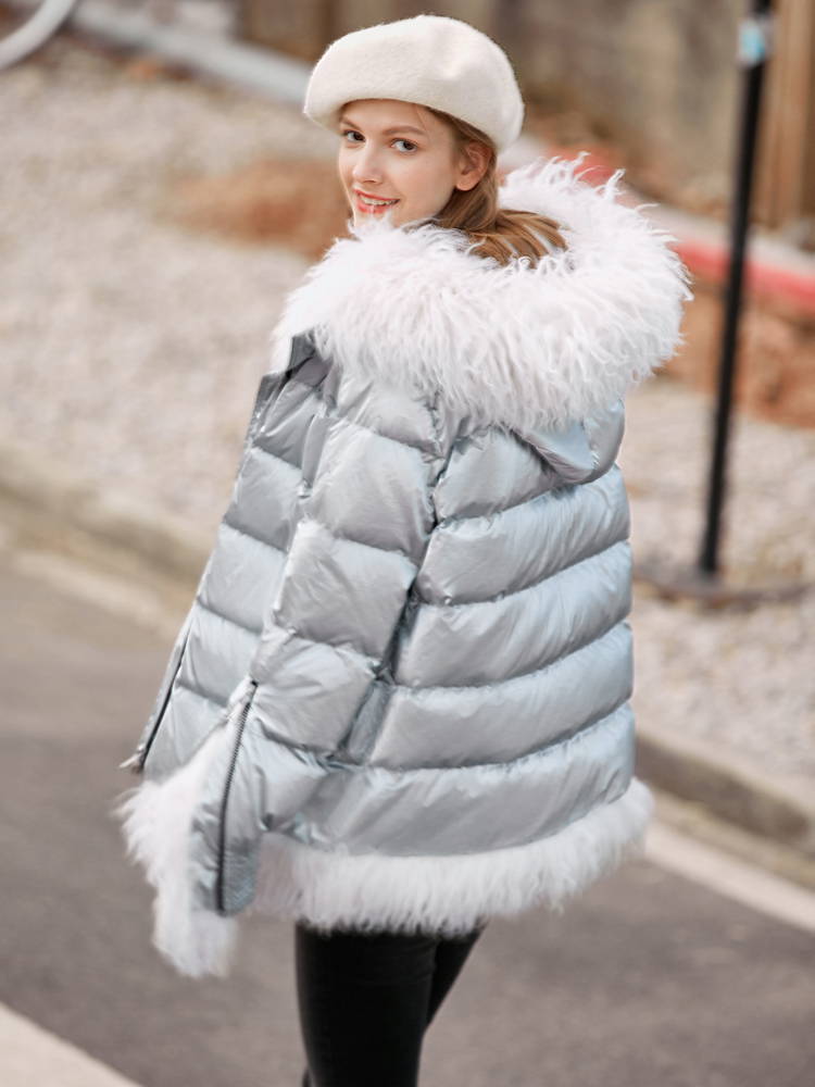 Amii Fur Collar Down Jacket Winter Women's Elegant Warm Solid Loose Hooded Female Long Thick Coat 11940498