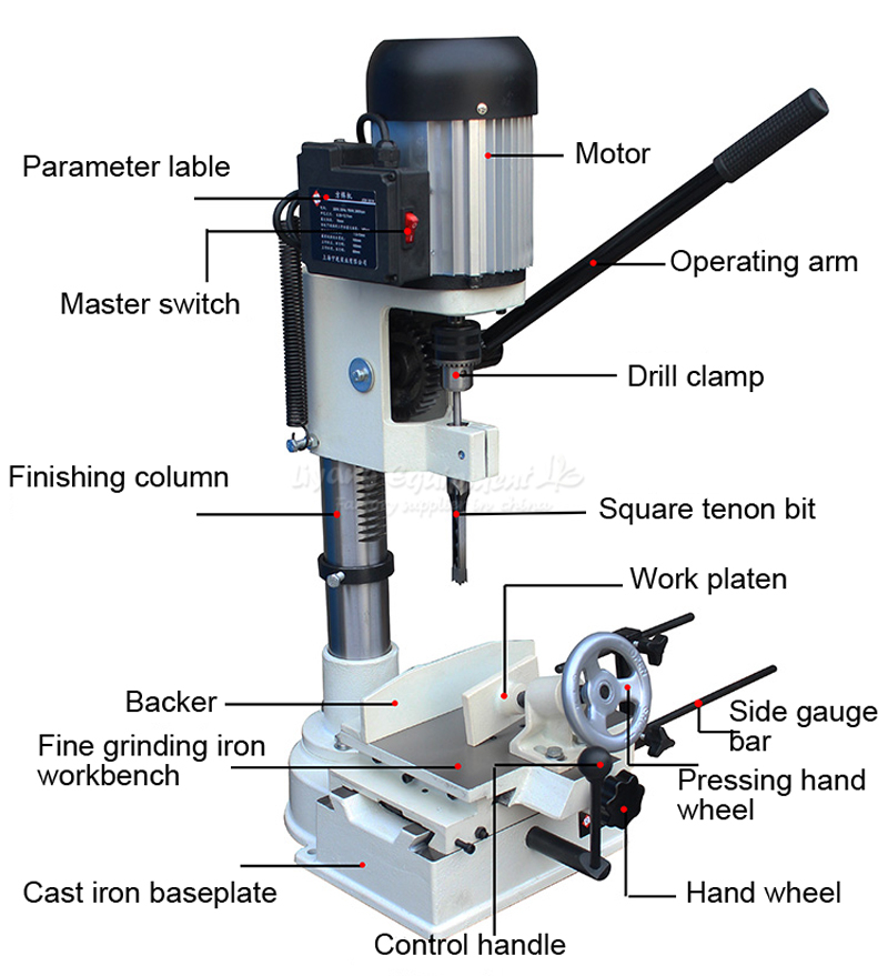 750W Carpentry Groover Woodworking Mortising Machine Drilling Hole Tenoning JCM-361A tenon groover with 5pcs tool