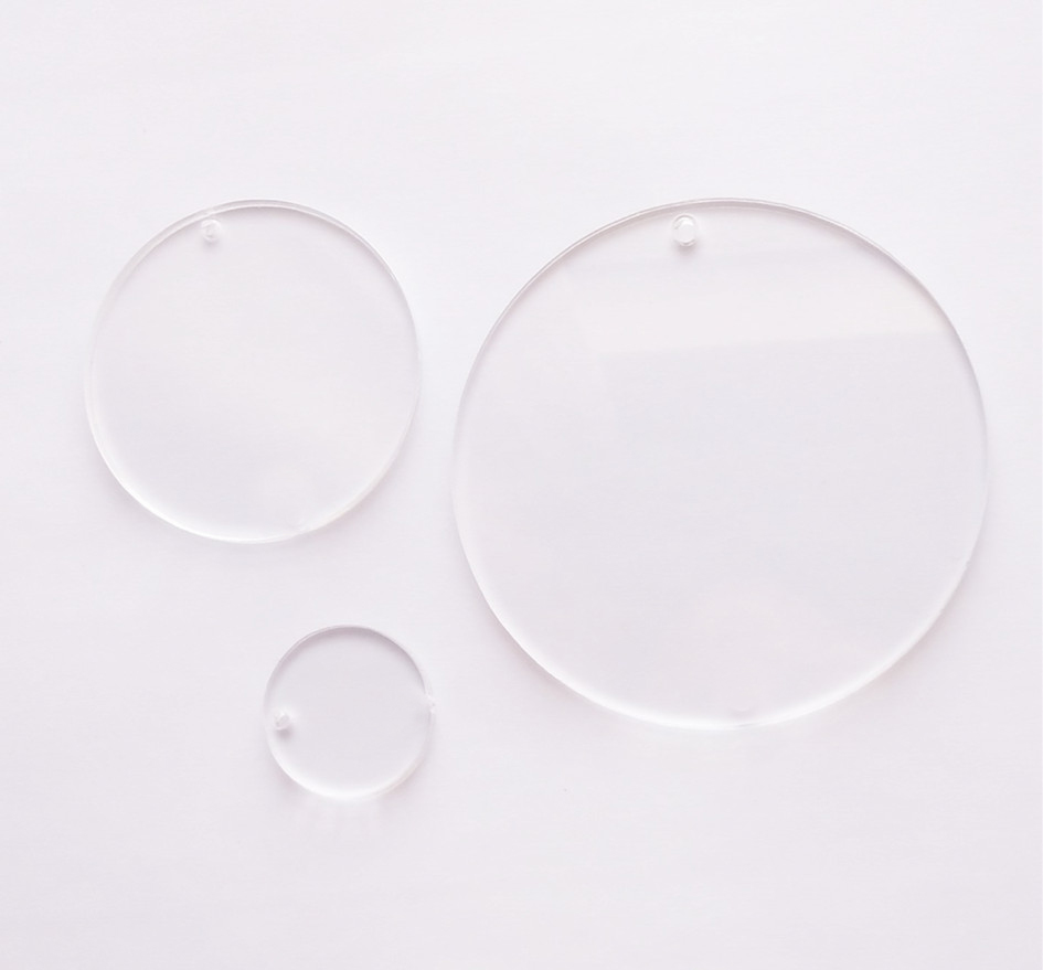 30pcs/lot One Hole Laser Cut Blank Clear Extrud Acrylic Discs Round Circle Earrings Necklace Key Chain Disk Bulk 38 50 76 100mm