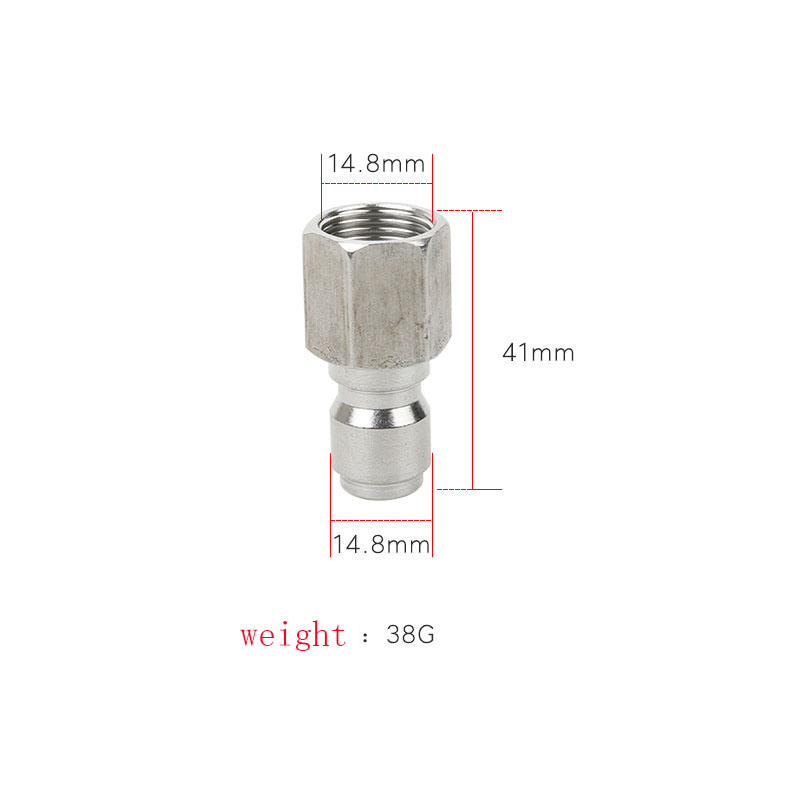 High Pressure Washer Car Washer Stainless Steel Connector Adapter 3/8" quick insertion + 3/8" Quick Disconnect Socket