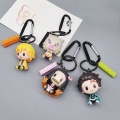 4Pcs 2020 Demon Slayer: Kimetsu No Yaiba Anime Key Chains Keychain Cosplay Rubber Pendant Keyring Cute Funny Cartoon 3D Toy Gift
