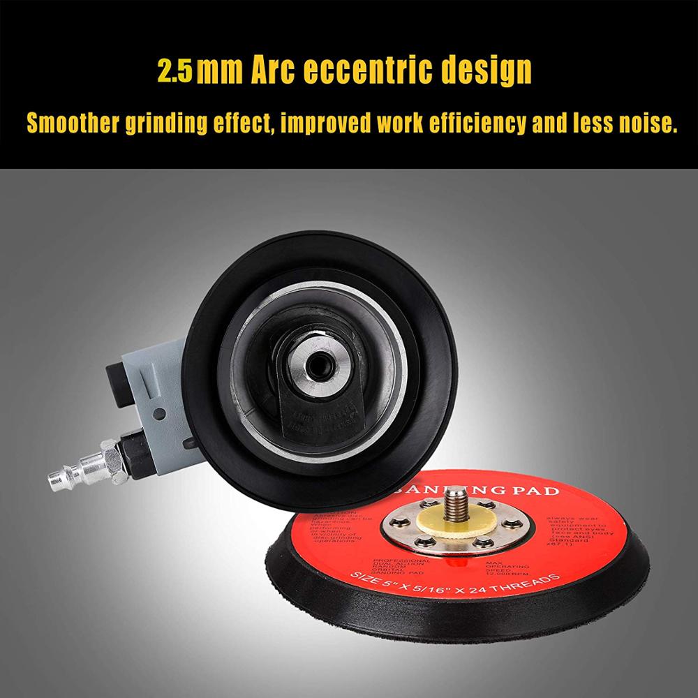 Air Random Orbital Sander 5" Dual Action Palm Sander 2.5mm Eccentricity Pneumatic Sander Low Vibration With Speed Regulation