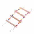 Birds Pets Parrots Ladders Climbing Toy Hanging Colorful Balls With Natural Wood