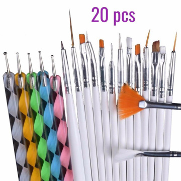 20Pcs/Set Nail Brushes Design Set Dotting Painting Drawing Nail Art Nail Tools Polish Brush Pen Pen Polish Brush Set Kit Manicur