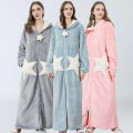 nightgown for women sleepwear robe Cute Spring and Autumn thick women's winter flannel men's zipper long coral fleece