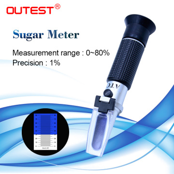 RZ115 Hand held auto refractometer sugar meter fruit sweetness test Baume honey concentration meter 0-80% High Precision
