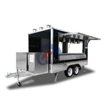 UKUNG square trailer mobile food truck hot dog cart customized hamburg mobile kitchen trailer with griddle and fryer