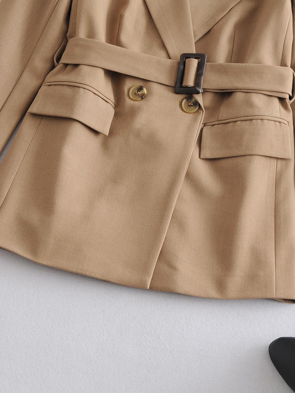 Toppeis women's belt jacket blazer ladies long blazer solid color suit autumn coat 2020 women outwear