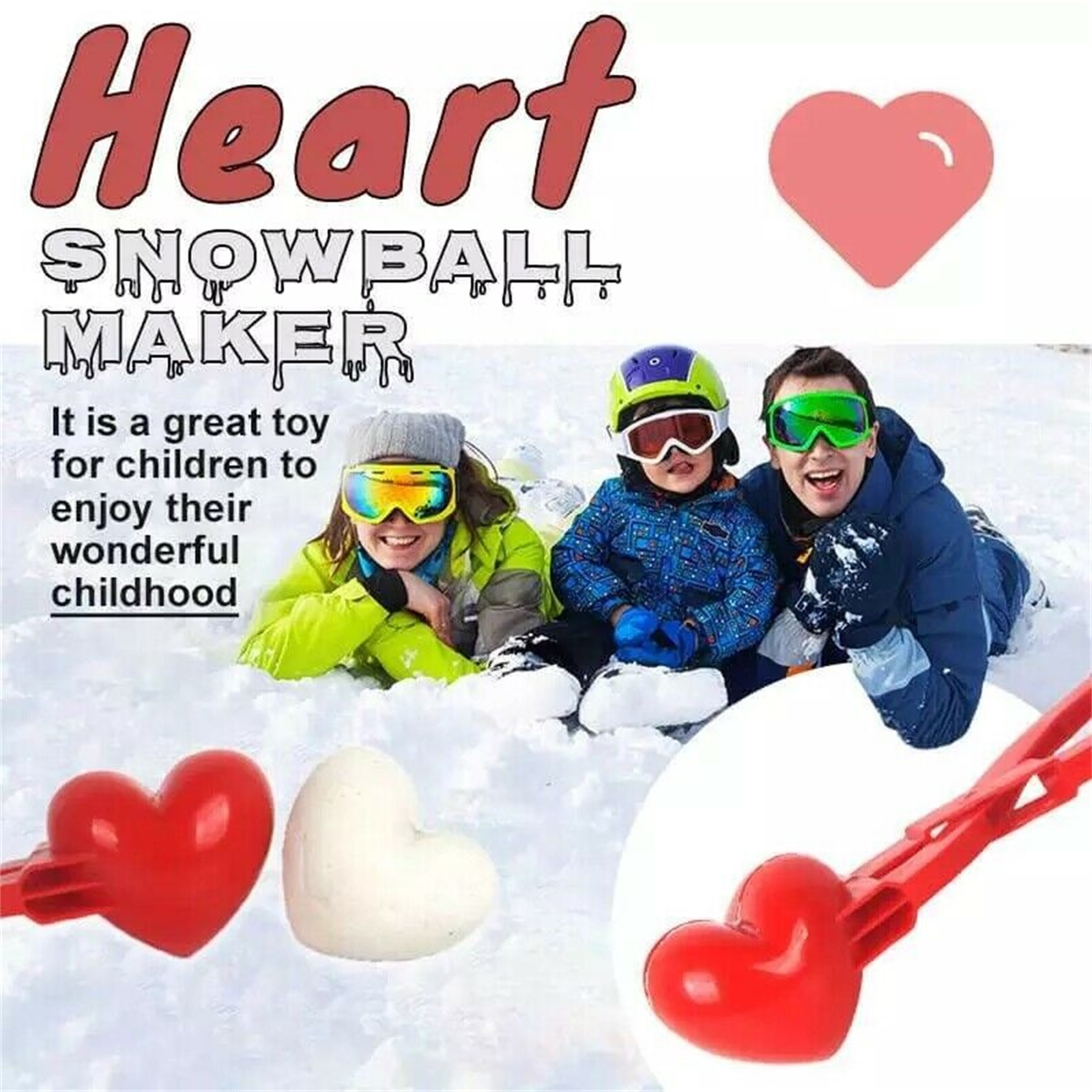 Toys Sport Creative Snow Snowball Maker Clip Maker Red Love Heart Shaped Snow Sand Mold Tool Winter Kid Valentines Day Gift Game