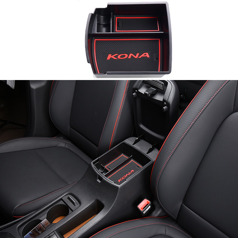 Vtear For Hyundai Kona Storage Box Car Armrest Container Holder Interior Car-Styling Cover Accessories Decoration Parts 2019