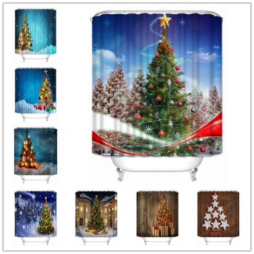 Musife Custom christmas tree Shower Curtain Waterproof Polyester Fabric Bathroom With Hooks DIY Home Decor