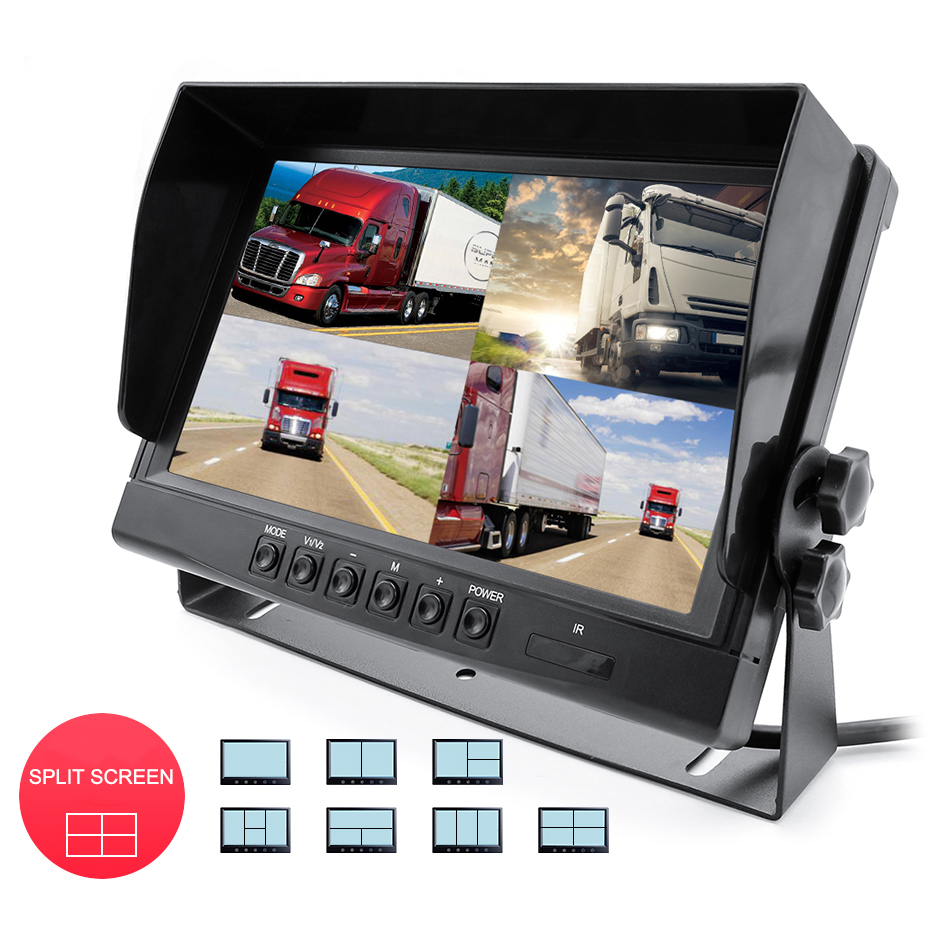 GreenYi 9 inch AHD 1920x1080 4ch Recorder DVR Car Monitor Vehicle Truck Night Vision Rear View Camera Support SD Card Recording