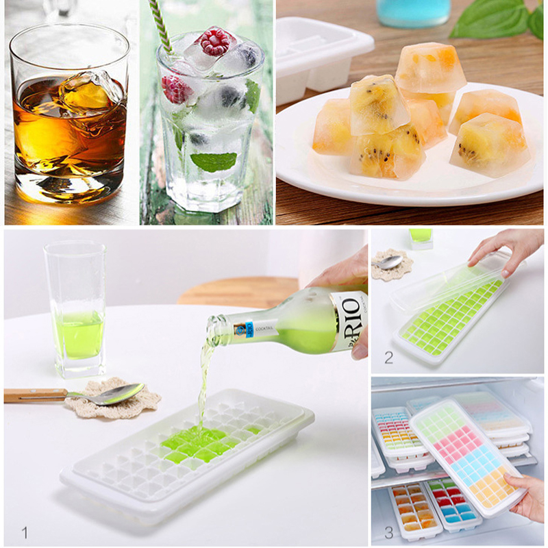 12/48/60 Grids Ice Cube Tray Plastic Ice Cube Maker Sphere Mold for Cocktail Juice Whiskey Ice Cube TrayWith Lid Kitchen Tool