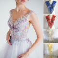 130*30cm Flower Embroidery Lace Wedding Gown Tulle Floral Lace Fabric For Diy Dress Curtain Clothes Apparel Sewing Patchwork