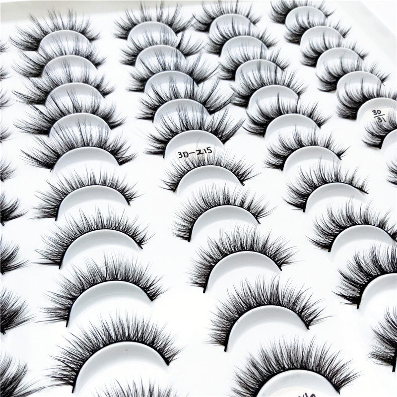 QUXINHAO 30Pairs Mink Eyelashes Handmade 6D Mink Lashes Full Strip Lashes Soft Curl False Eyelashes Makeup Tool