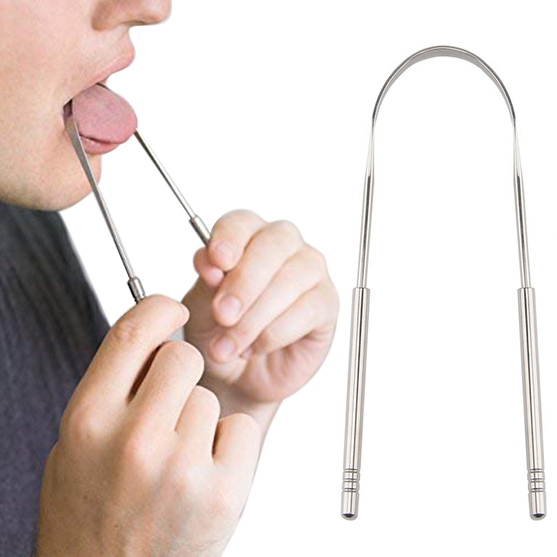 Stainless Steel Tongue Scraper Cleaner Fresh Breath Cleaning Coated Tongue Toothbrush Oral Hygiene Care Tools Accessories