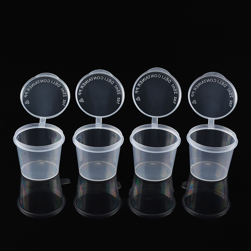 50Pcs/Set Clear Small Sauce Food Cups Storage Containers Clear Boxes with Lids Portable Plastic Cups Transparent 25ML/40ML