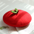 Adjustable Fresh Red apple Wool Felt Beret Manual Women Party Fashion Lovely Hat Girls Hand Made Berets for Female BLM108