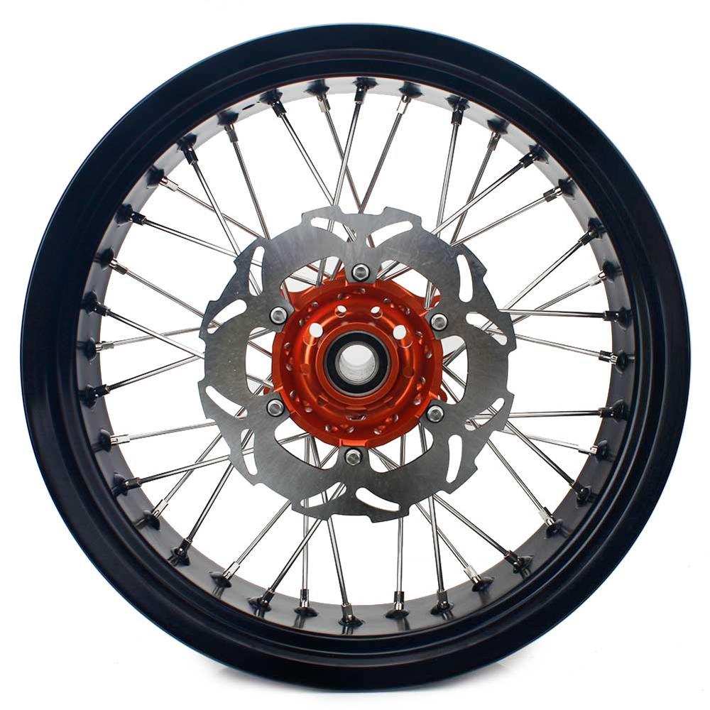 BIKINGBOY 3.5/4.25/4.5/5.0 17" Supermoto Front Rear Wheels Rims Hubs Spacers Discs For KTM 200 250 450 525 540 SX SXS SX-F SXS-F
