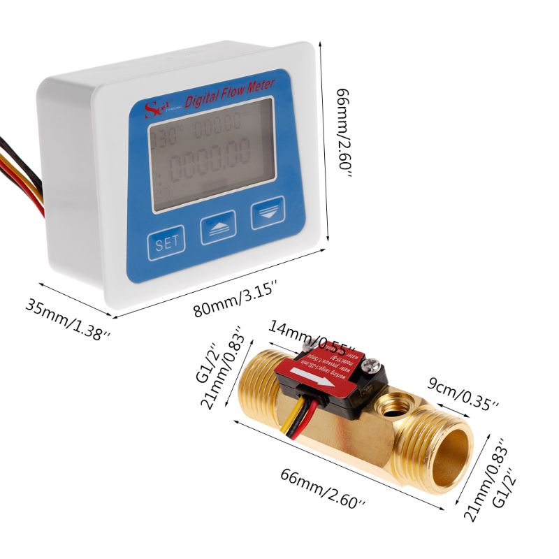 battery type display water flow sensor meter sea zhong jiang digital flowmeter and flow sensor YF-B7