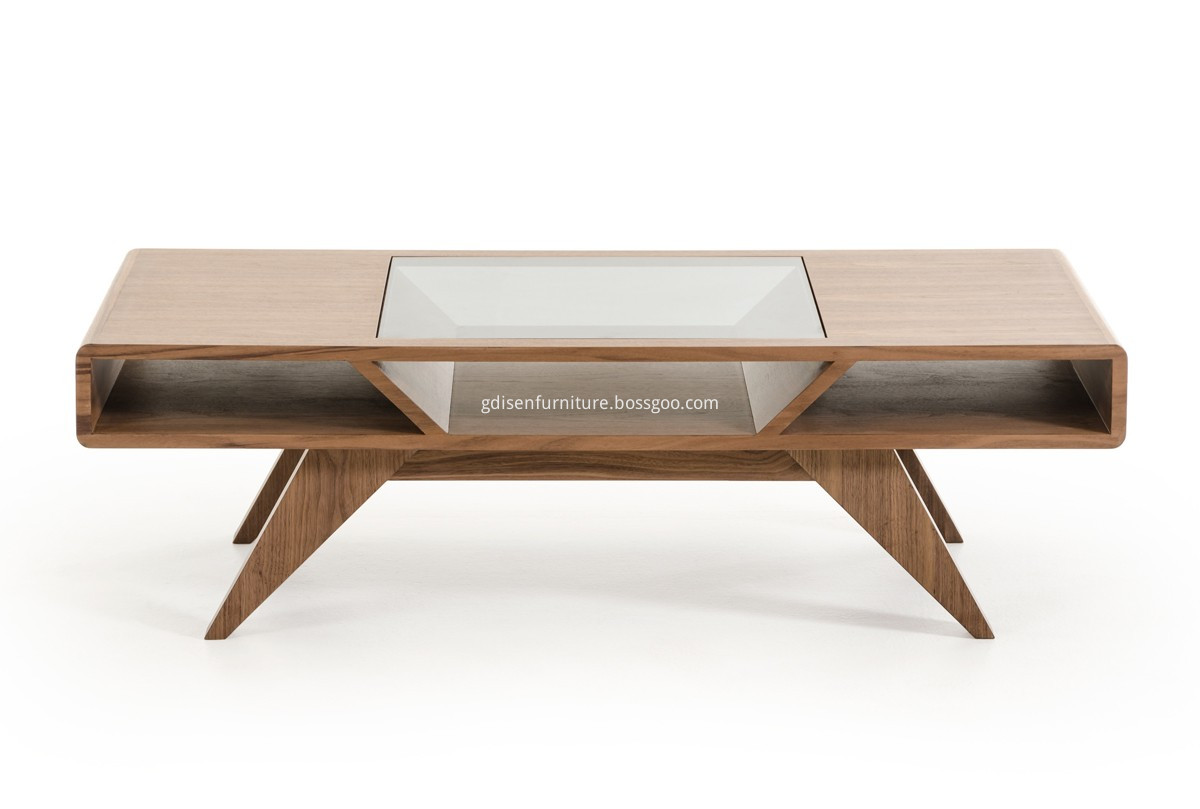 Walnut veneer coffee table