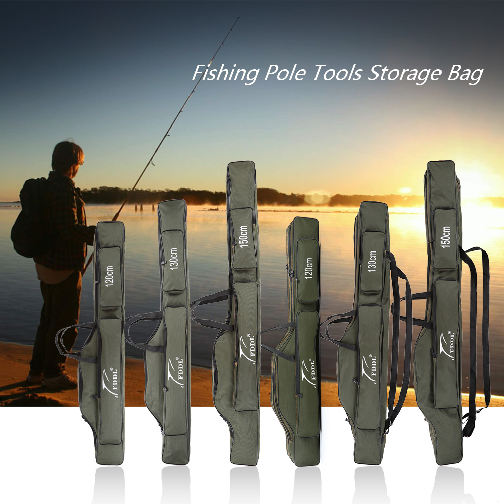 FDDL 120/130/150cm Fishing Bag Folding Fishing Rod Carrier Canvas Fishing Tackle 2/3 Layers Fish Pole Tools Storage Bag Case