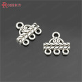 (27988)50PCS 14x13MM Antique Style Zinc Alloy 3 Holes Hanging Connector Earrings Charms Jewelry Findings Accessories Wholesale