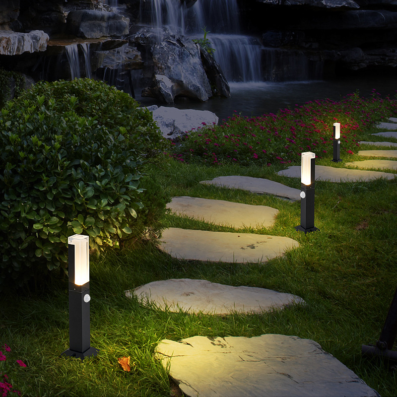 Motion Sensor 10W LED Garden Lawn Lamp Modern Waterproof IP65 Aluminum Pillar Light Outdoor Courtyard villa landscape light