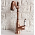 Antique Red Copper Kitchen Sink Faucet Washbasin Faucets Ceramic Lever Cold & Hot Water Mixer Bathroom Taps Deck Mounted lnf418