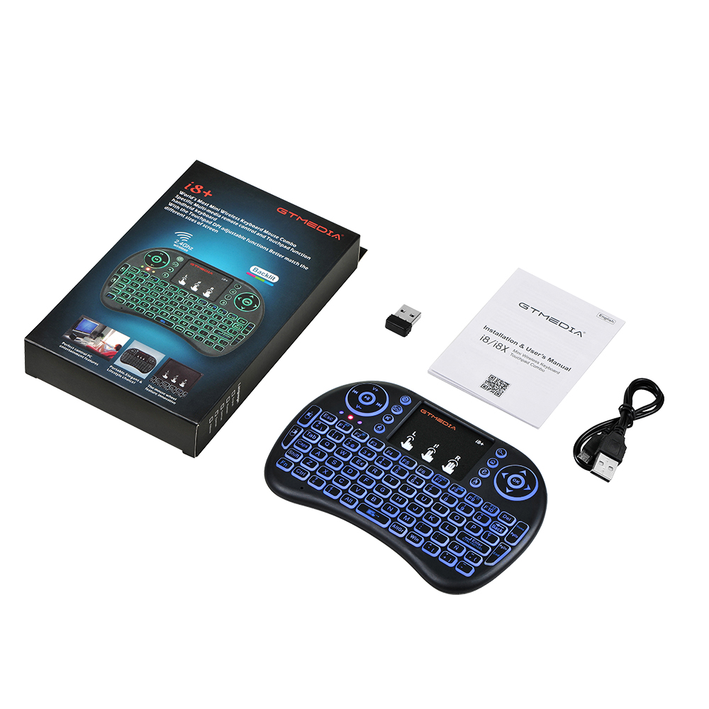 i8+ Mini Wireless Keyboard 3 Colors Backlit Russian/English/Spanish Android TV Box Black Touchpad Air Mouse Handheld gaming