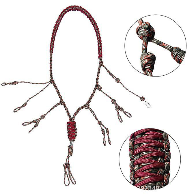 Duck Game Call Lanyard with 12 Adjustable Loops Lanyard Holder Hand Braided Paracord Hunting Decoys Rope NEW