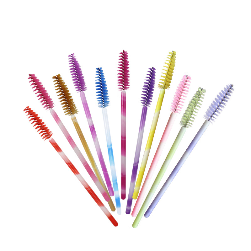 50pcs Colorful Handle Eyelash Brushes Disposable Nylon Grafting Eyelash Brush Eyelash Volume Lip Brush Eye Shadow Makeup Brush