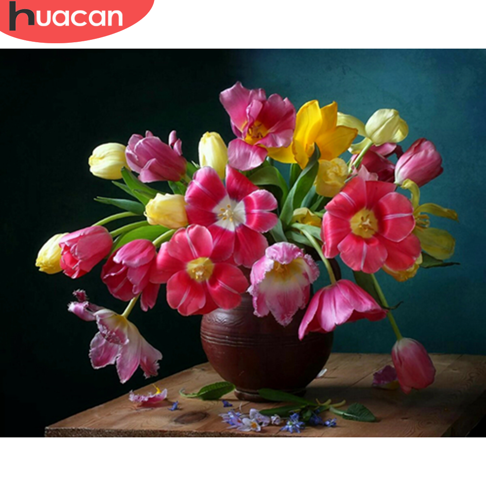 HUACAN Oil Painting Flower HandPainted DIY Gift Home Decoration Kit Drawing On Canvas Wall Art Picture By Numbers