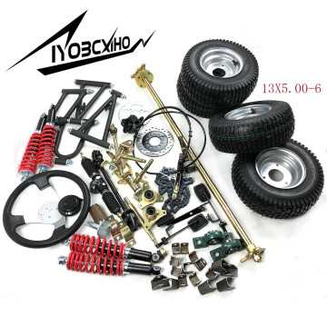 Whole Set Accessories for Making ATV&UTV Kart Front Suspension with Steering System and 1M Rear Axle with 13x5.00-6inch Tire