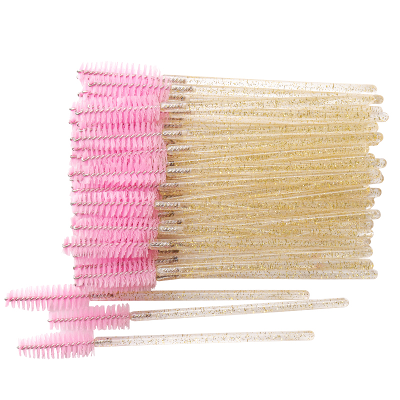 50 Pcs Disposable eyelash brushes Nylon brow brush Crystal Mascara Wands Applicator eyelash Cosmetic comb women Makeup tools