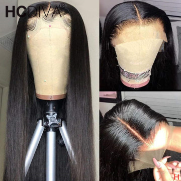Middle Part 30inch Lace Part Human Hair Wigs Lace Part Wigs Pre Plucked With Baby Hair 150% Brazilian 13*1 T Part Lace Remy Wigs