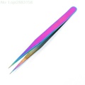 Eye Lashes Tweezers Rainbow Colored False Fake Eyelash Extension Nippers Pointed Clip Professional Multi-Purpose Tool