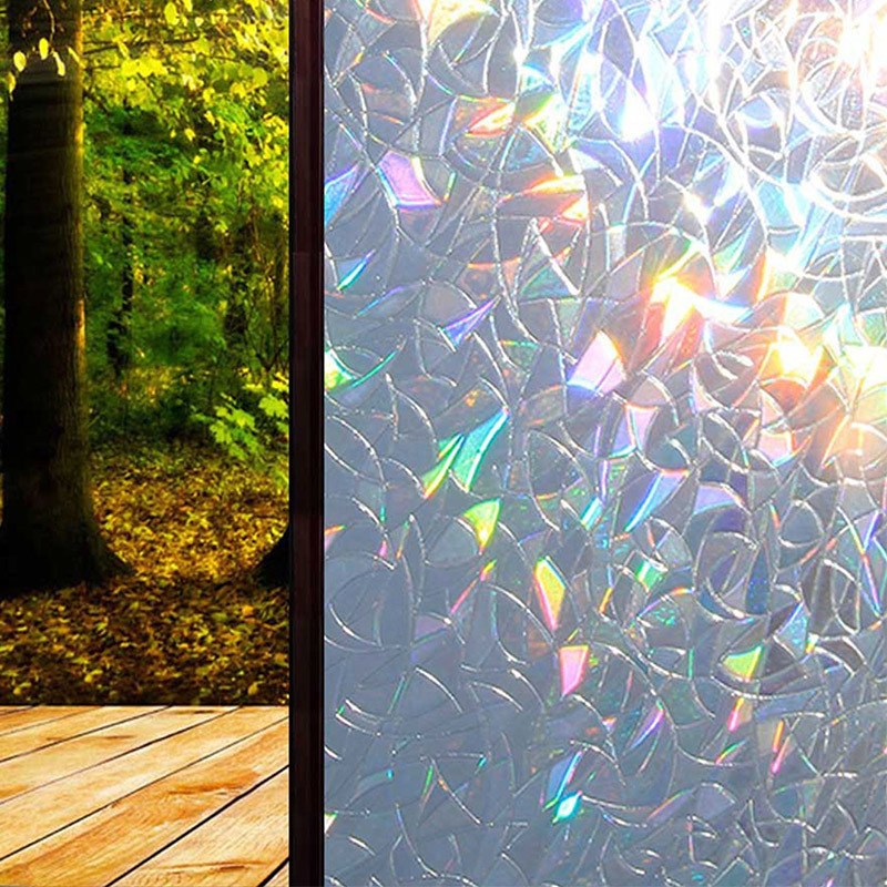 Wide 45/60cm 3D Privacy Decorative Glass Sticker Rainbow Effect Sticker Adhesive Vinyl Film on Removable Windows