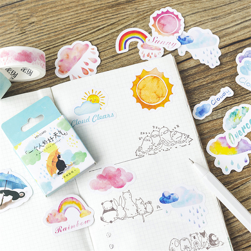 46 pcs/box A person's weather Kawaii paper stickers Diary decoration diy scrapbooking label seal Hand account sticker stationery