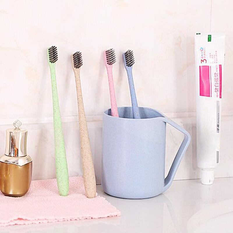 10pcs Toothbrush Wheat Straw Soft Hair Small Head Home Oral Hygiene Adult Toothbrush Soft Brush Fits Growth and Development