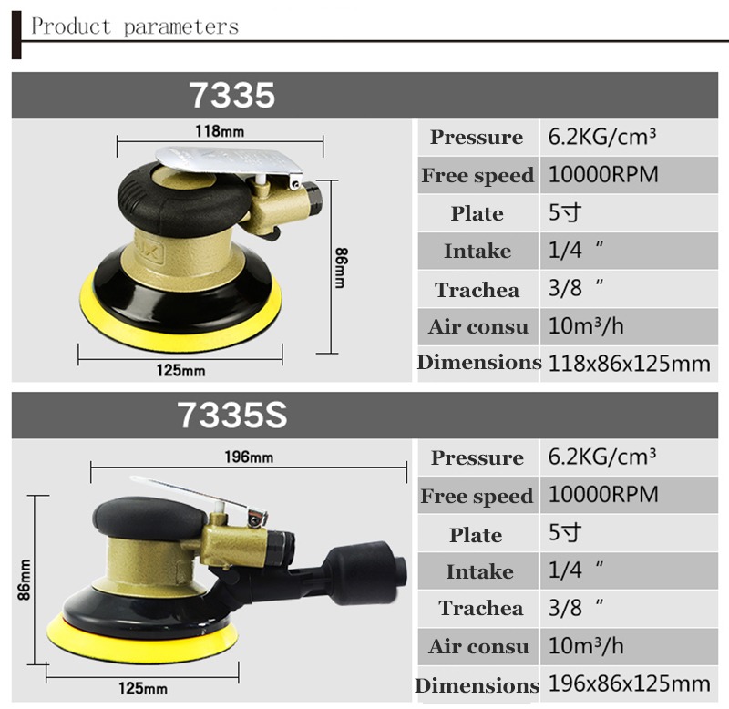 One piece Top Quality 5'', 6'' Air Sander / Grinder Pneumatic Polishing Machine Air Polisher Tool