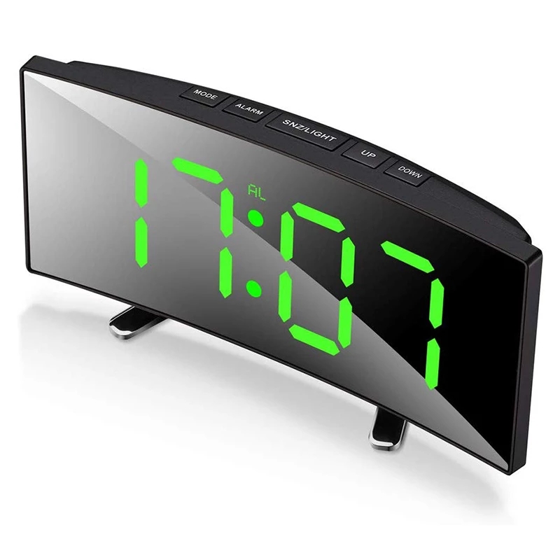 Digital Alarm Clocks In Different Colors With Curved Dimmable LED Display Luxury Design, Essential For Home Decoration