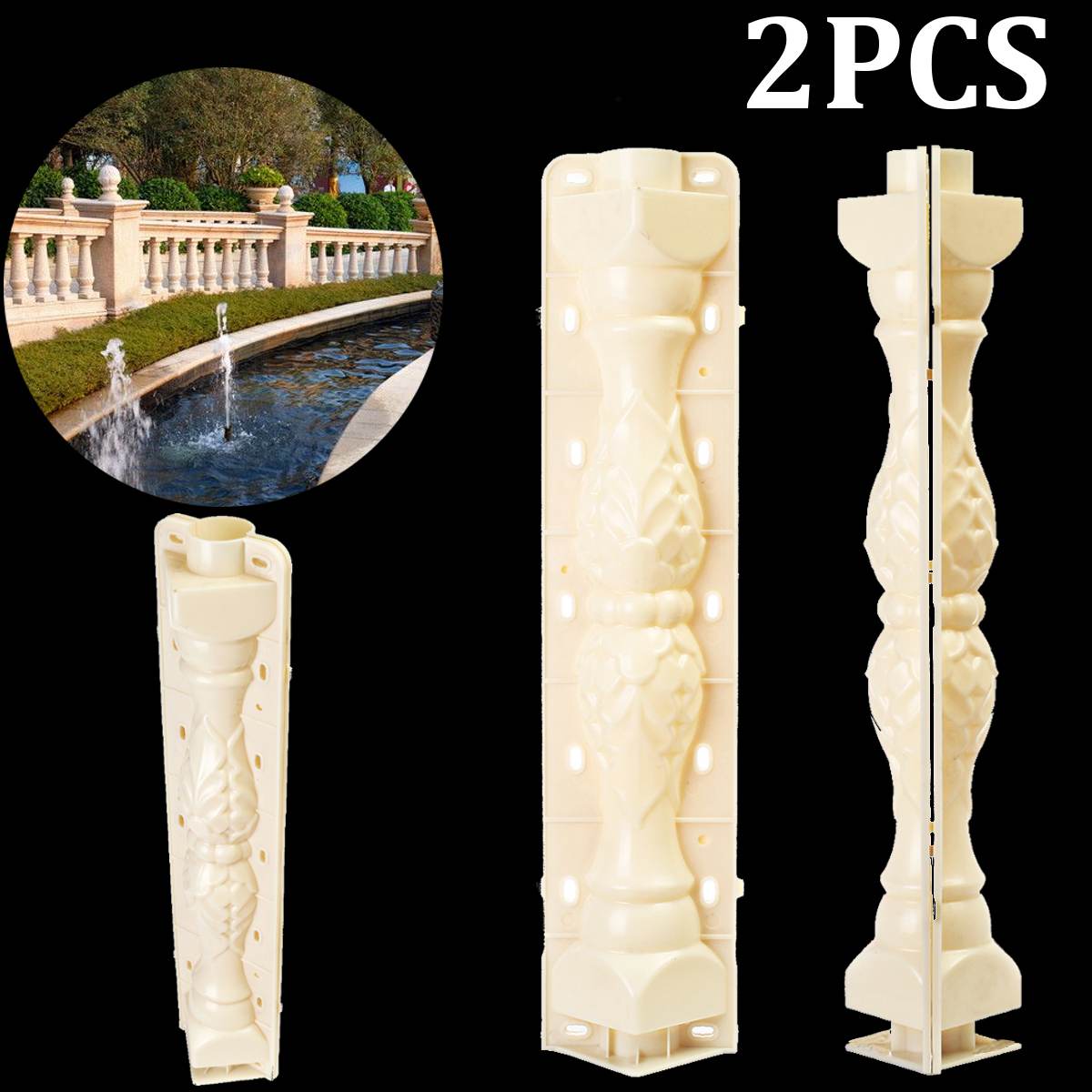 2Pcs 70*18 cm Roman Column Mold Fence Cement Mold Balcony Garden Railing Plaster Concrete Mold Plastic Casting guarden Building