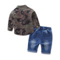 2pcs Toddler Kids Child Baby Boy Camo Shirt Tops Jeans Denin Pants Outfits Summer 2pcs Set Casual Clothes 1-7Y