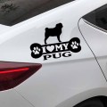 YJZT 14.9X10.2CM I Love My Pug Bone Car Sticker Pug Dog Vinyl Decal Art Decor Black/Silver C24-1525