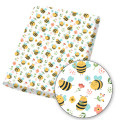 Polyester Cotton Fabric Cute Honey Bee Flower Printed Fabric DIY Sewing Home Textile Garment Bag Material IBOWS 80g 45*145cm/pc