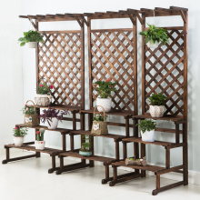 Rack Anticorrosive Wood Multi-storey Ladder Landing Type Flower Airs Indoor Solid Wood Chlorophytum Grid Flowerpot Frame