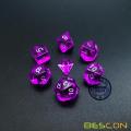 Bescon Mini Translucent Polyhedral RPG Dice Set 10MM, Small RPG Role Playing Game Dice Set D4-D20 in Tube, Transparent Purple