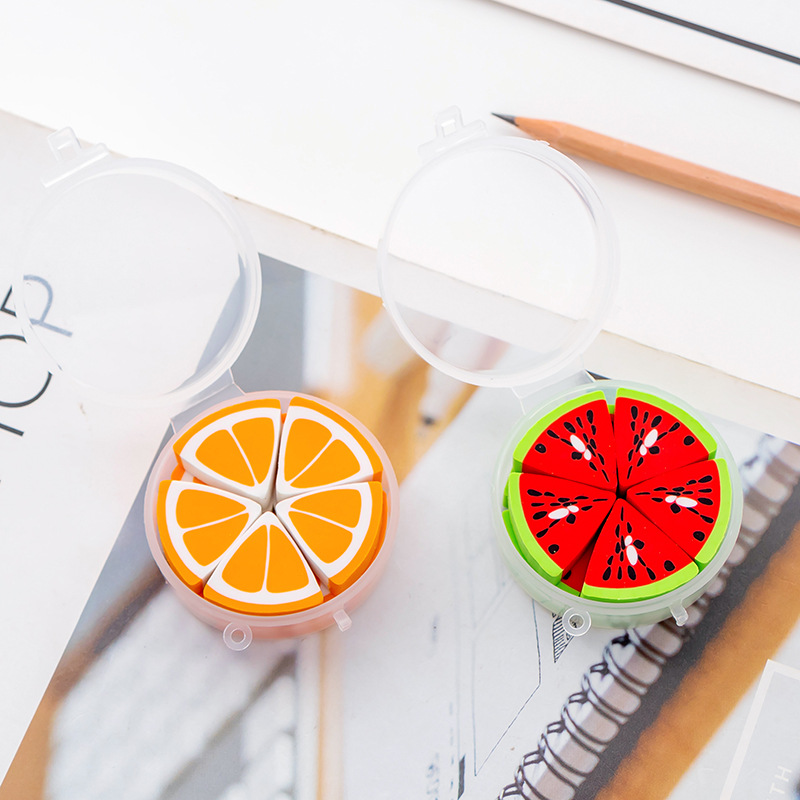 10Pcs/Box Fresh Orange Kiwi Watermelon Eraser Correction Mini fruit eraser Kids Prize Promotional Gift Student School Stationery