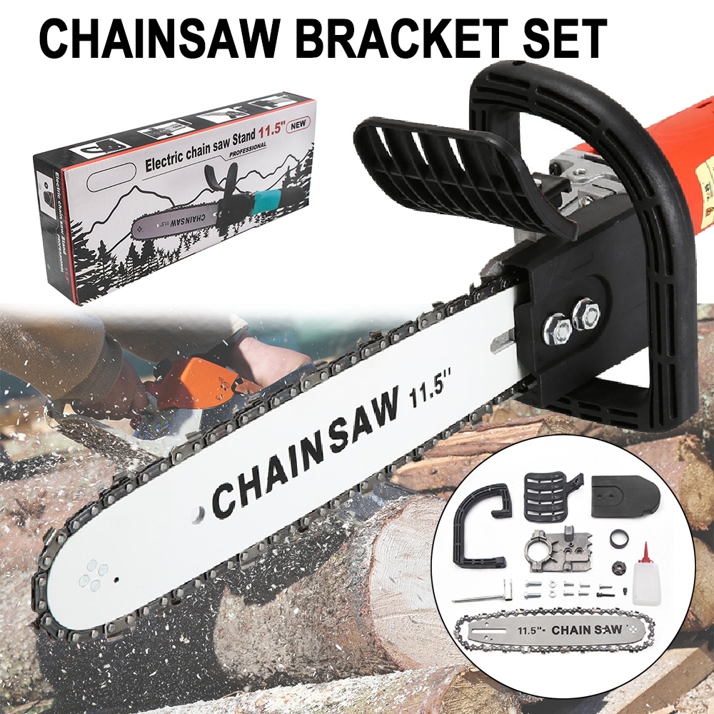 BDCAT 11.5/12 Inch Chainsaw Bracket Changed 100 125 150 Electric Angle Grinder M10/M14 Into Chain Saw Woodworking Power Tool Set